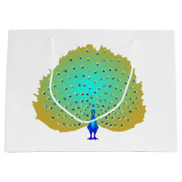 孔雀ファンキーハートデザイン ラージペーパーバッグ