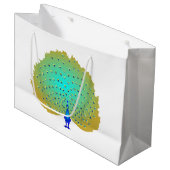 孔雀ファンキーハートデザイン ラージペーパーバッグ (正面アングル)