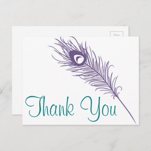 孔雀フェザーありがとう ポストカード (正面/裏面)