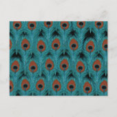 孔雀フェザーアートピーコックス羽毛アートワーク ポストカード (正面)