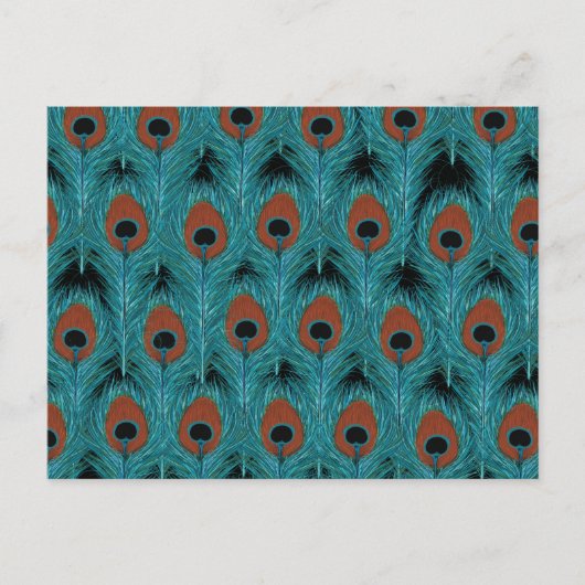 孔雀フェザーアートピーコックス羽毛アートワーク ポストカード (正面)