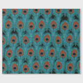 孔雀フェザーアートピーコックス羽毛アートワーク ラッピングペーパー (フラット)