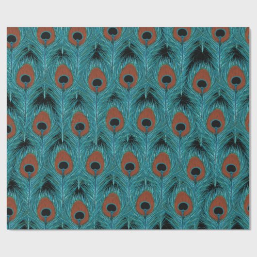 孔雀フェザーアートピーコックス羽毛アートワーク ラッピングペーパー (フラット)