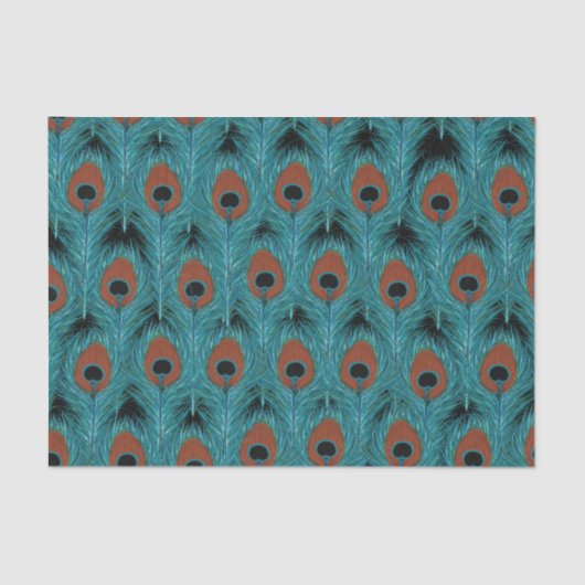 孔雀フェザーアートピーコックス羽毛アートワーク 薄葉紙 (正面)