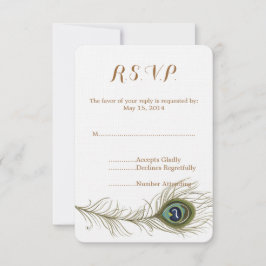 孔雀フェザーウェディングRSVP 出欠カード