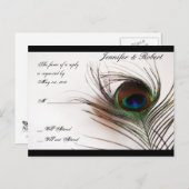 孔雀フェザーグラマーRSVPポストカード インビテーションポストカード (正面/裏面)