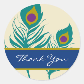 孔雀フェザースティッカー ラウンドシール