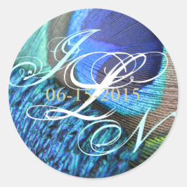孔雀フェザーステッカー ラウンドシール