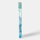 孔雀フェザーティール(緑がかった色)ブルーパープル大理石エレガント Case-Mate iPhoneケース (裏面 / 左)