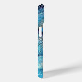 孔雀フェザーティール（緑がかった色）ブルーパープル大理石エレガント Case-Mate iPhoneケース (裏面 / 右)