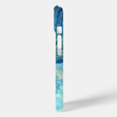 孔雀フェザーティール（緑がかった色）ブルーパープル大理石エレガント Case-Mate iPhoneケース (裏面 / 左)