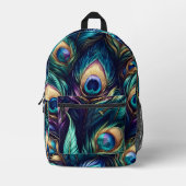 孔雀フェザーデザイン ユニーク プリントバックパック (正面)