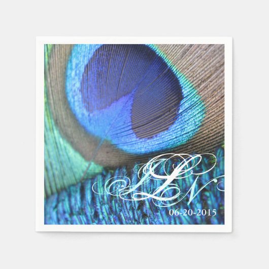 孔雀フェザーナプキン スタンダードカクテルナプキン (正面)