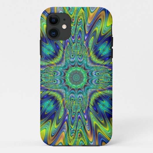 孔雀フェザーネオンフラクタルデザイファンキーナーアート Case-Mate iPhoneケース (裏面)