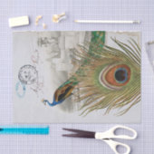 孔雀フェザーバードブルーポストマークフランスの城 薄葉紙 (クラフト)