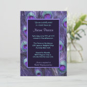 孔雀フェザーパープルドラマ – ブライダルシャワー 招待状 (スタンド正面)