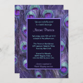 孔雀フェザーパープルドラマ – ブライダルシャワー 招待状 (正面/裏面)