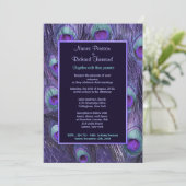 孔雀フェザーパープルドラマ – 結婚式招待状 招待状 (スタンド正面)