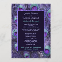 孔雀フェザーパープルドラマ – 結婚式招待状
