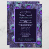 孔雀フェザーパープル6.5インチx 8結婚式招待状 招待状 (正面/裏面)