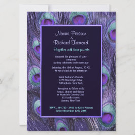 孔雀フェザーパープル6.5インチx 8結婚式招待状 招待状