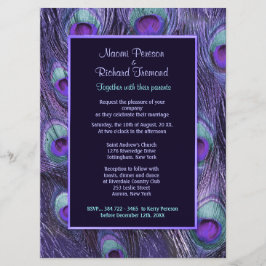 孔雀フェザーパープル6.5インチx 8結婚式招待状 招待状