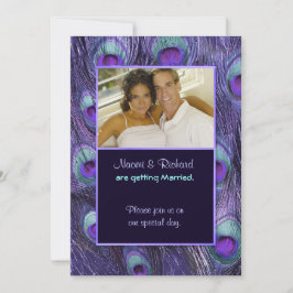 孔雀フェザーパープル – フォト結婚式招待状 招待状