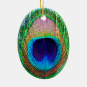 孔雀フェザーフォトクリスマスオーナメント セラミックオーナメント (裏面)