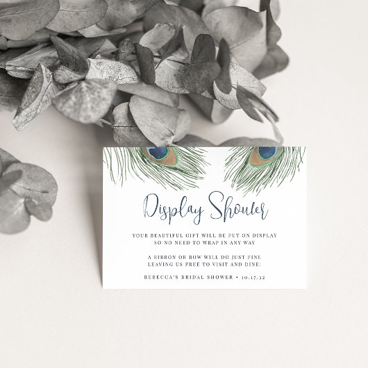 孔雀フェザーブライダルシャワーギフトディスプレイ エンクロージャーカード