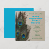 孔雀フェザーブライダルシャワー招待 招待状 (正面/裏面)