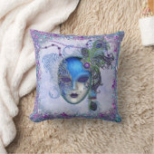 孔雀フェザーマスカレードマスク クッション (ブランケット)