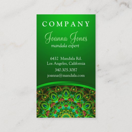 孔雀フェザーマンダラ 名刺 (裏面)