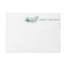 孔雀フェザーメリークリスマス周回ラベル ラップアラウンドラベル