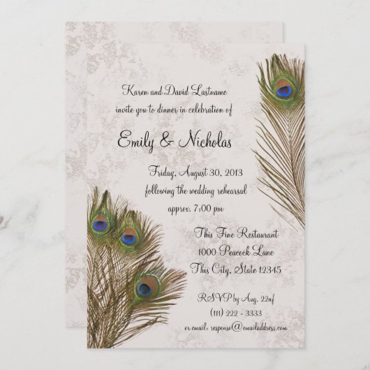 孔雀フェザーリハーサルディナー 招待状 (正面/裏面)