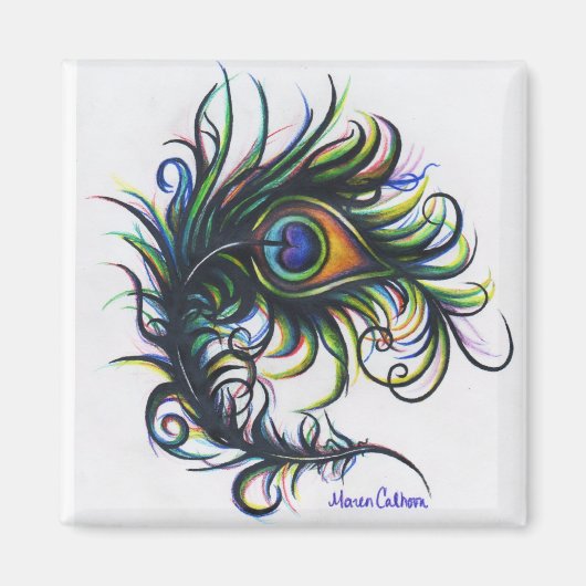 孔雀フェザー磁石 マグネット (正面)