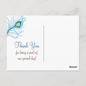 孔雀フェザー結婚の感謝はがき ポストカード (裏面)