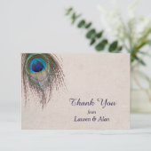 孔雀フェザー結婚の感謝 サンキューカード (スタンド正面)