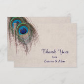 孔雀フェザー結婚の感謝 サンキューカード (正面/裏面)