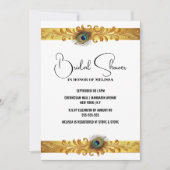 孔雀フェザー金ゴールドホワイトバンドミニマリスト平野 招待状 (正面)