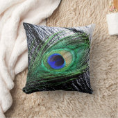 孔雀フェザー1枕 クッション (ブランケット)
