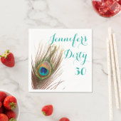 孔雀フェザー30歳の誕生日 スタンダードカクテルナプキン (インサイチュ)