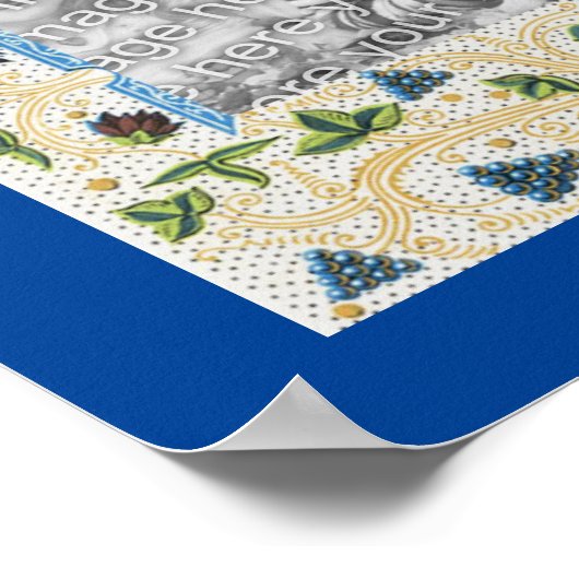 孔雀フルーツアートフレーム自分の写真を作成 ポスター (角)