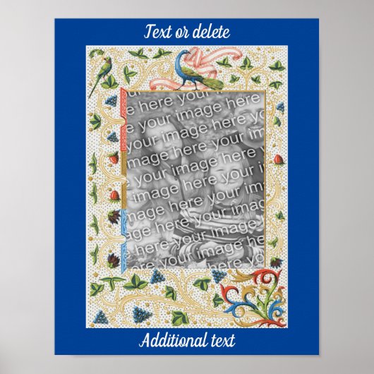 孔雀フルーツアートフレーム自分の写真を作成 ポスター (正面)