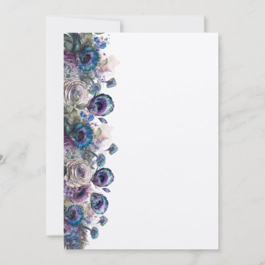 孔雀フローラテーマ保存日付招待状 セーブザデート (裏面)