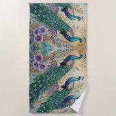 孔雀フローラ水色 ビーチタオル (正面)