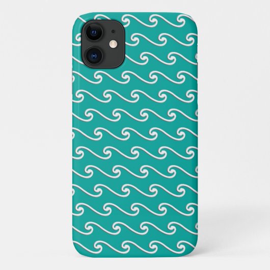 孔雀ブルーの波模様 - ホワイト Case-Mate iPhoneケース (裏面)