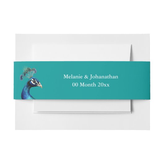 孔雀ヘッドティール（緑がかった色）ブルーガーデン結婚アウトドア 招待状ベリーバンド (正面例)