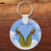 孔雀ペア愛する キーホルダー (正面)