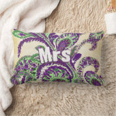 孔雀ペイズリー紫と緑の色を選択 ランバークッション (ブランケット)