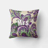 孔雀ペイズリー紫と緑の色を選択 ランバークッション (裏面)